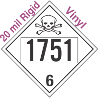 Poison Toxic Class 6.1 UN1751 20mil Rigid Vinyl DOT Placard