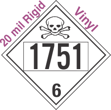 Poison Toxic Class 6.1 UN1751 20mil Rigid Vinyl DOT Placard