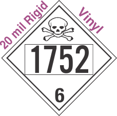 Poison Toxic Class 6.1 UN1752 20mil Rigid Vinyl DOT Placard