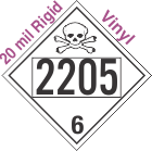 Poison Toxic Class 6.1 UN2205 20mil Rigid Vinyl DOT Placard