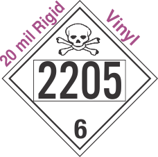 Poison Toxic Class 6.1 UN2205 20mil Rigid Vinyl DOT Placard