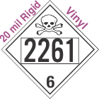 Poison Toxic Class 6.1 UN2261 20mil Rigid Vinyl DOT Placard