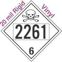 Poison Toxic Class 6.1 UN2261 20mil Rigid Vinyl DOT Placard