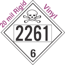 Poison Toxic Class 6.1 UN2261 20mil Rigid Vinyl DOT Placard