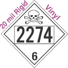 Poison Toxic Class 6.1 UN2274 20mil Rigid Vinyl DOT Placard