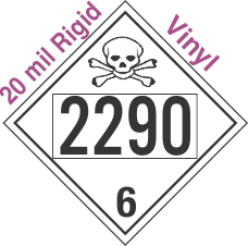 Poison Toxic Class 6.1 UN2290 20mil Rigid Vinyl DOT Placard