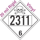 Poison Toxic Class 6.1 UN2311 20mil Rigid Vinyl DOT Placard