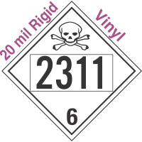 Poison Toxic Class 6.1 UN2311 20mil Rigid Vinyl DOT Placard