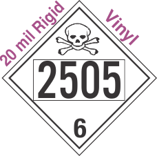 Poison Toxic Class 6.1 UN2505 20mil Rigid Vinyl DOT Placard