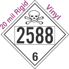 Poison Toxic Class 6.1 UN2588 20mil Rigid Vinyl DOT Placard