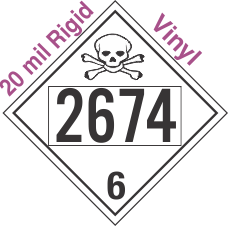 Poison Toxic Class 6.1 UN2674 20mil Rigid Vinyl DOT Placard