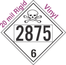 Poison Toxic Class 6.1 UN2875 20mil Rigid Vinyl DOT Placard