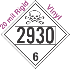 Poison Toxic Class 6.1 UN2930 20mil Rigid Vinyl DOT Placard