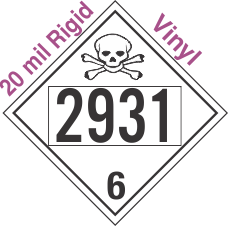 Poison Toxic Class 6.1 UN2931 20mil Rigid Vinyl DOT Placard