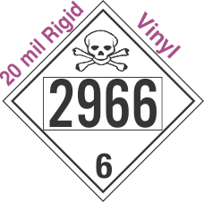 Poison Toxic Class 6.1 UN2966 20mil Rigid Vinyl DOT Placard