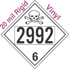 Poison Toxic Class 6.1 UN2992 20mil Rigid Vinyl DOT Placard