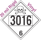 Poison Toxic Class 6.1 UN3016 20mil Rigid Vinyl DOT Placard