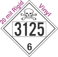 Poison Toxic Class 6.1 UN3125 20mil Rigid Vinyl DOT Placard