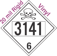 Poison Toxic Class 6.1 UN3141 20mil Rigid Vinyl DOT Placard