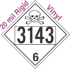 Poison Toxic Class 6.1 UN3143 20mil Rigid Vinyl DOT Placard