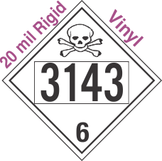 Poison Toxic Class 6.1 UN3143 20mil Rigid Vinyl DOT Placard