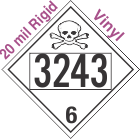 Poison Toxic Class 6.1 UN3243 20mil Rigid Vinyl DOT Placard