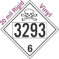 Poison Toxic Class 6.1 UN3293 20mil Rigid Vinyl DOT Placard