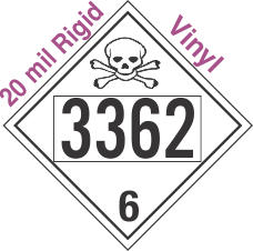 Poison Toxic Class 6.1 UN3362 20mil Rigid Vinyl DOT Placard