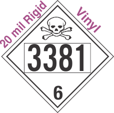 Poison Toxic Class 6.1 UN3381 20mil Rigid Vinyl DOT Placard
