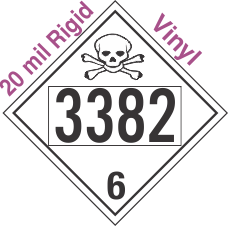 Poison Toxic Class 6.1 UN3382 20mil Rigid Vinyl DOT Placard