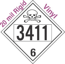 Poison Toxic Class 6.1 UN3411 20mil Rigid Vinyl DOT Placard