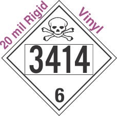 Poison Toxic Class 6.1 UN3414 20mil Rigid Vinyl DOT Placard