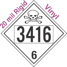 Poison Toxic Class 6.1 UN3416 20mil Rigid Vinyl DOT Placard