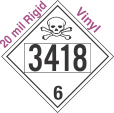 Poison Toxic Class 6.1 UN3418 20mil Rigid Vinyl DOT Placard