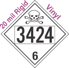 Poison Toxic Class 6.1 UN3424 20mil Rigid Vinyl DOT Placard