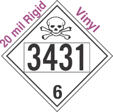 Poison Toxic Class 6.1 UN3431 20mil Rigid Vinyl DOT Placard