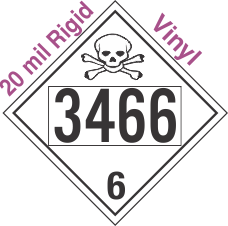Poison Toxic Class 6.1 UN3466 20mil Rigid Vinyl DOT Placard