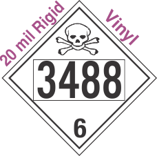 Poison Toxic Class 6.1 UN3488 20mil Rigid Vinyl DOT Placard