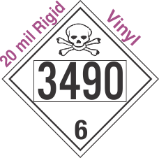 Poison Toxic Class 6.1 UN3490 20mil Rigid Vinyl DOT Placard