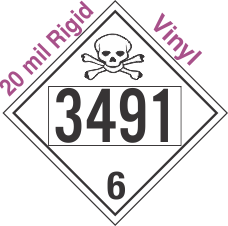 Poison Toxic Class 6.1 UN3491 20mil Rigid Vinyl DOT Placard