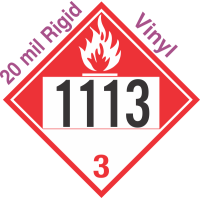 Combustible Class 3 UN1113 20mil Rigid Vinyl DOT Placard