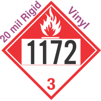 Combustible Class 3 UN1172 20mil Rigid Vinyl DOT Placard