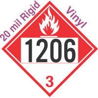 Combustible Class 3 UN1206 20mil Rigid Vinyl DOT Placard