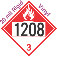 Combustible Class 3 UN1208 20mil Rigid Vinyl DOT Placard