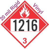 Combustible Class 3 UN1216 20mil Rigid Vinyl DOT Placard