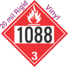 Flammable Class 3 UN1088 20mil Rigid Vinyl DOT Placard