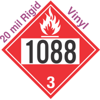 Flammable Class 3 UN1088 20mil Rigid Vinyl DOT Placard