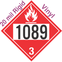 Flammable Class 3 UN1089 20mil Rigid Vinyl DOT Placard