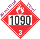 Flammable Class 3 UN1090 20mil Rigid Vinyl DOT Placard