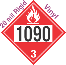 Flammable Class 3 UN1090 20mil Rigid Vinyl DOT Placard